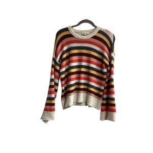 Madewell Striped Sweater Pullover Crew‎ Neck Colorful Knit XS Wide Sleeves Soft